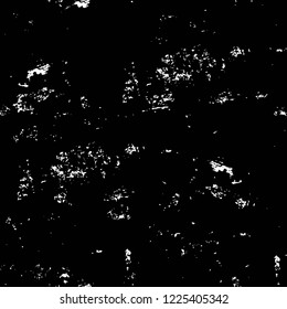 Grunge overlay layer. Abstract black and white vector background. Monochrome vintage surface with dirty pattern in cracks, spots, dots. Old wall in dark horror style design