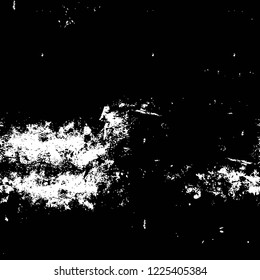 Grunge overlay layer. Abstract black and white vector background. Monochrome vintage surface with dirty pattern in cracks, spots, dots. Old wall in dark horror style design