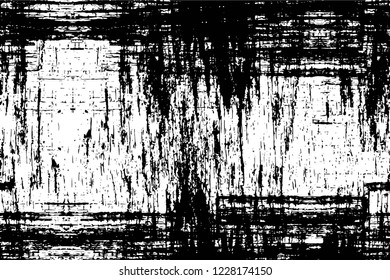 Grunge overlay layer. Abstract black and white vector background. Monochrome vintage surface with dirty pattern in cracks, spots, dots. Old wall in dark horror style design
