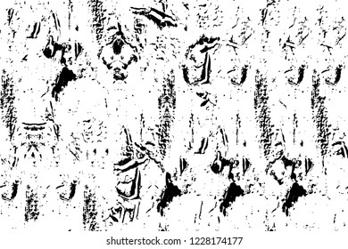 Grunge overlay layer. Abstract black and white vector background. Monochrome vintage surface with dirty pattern in cracks, spots, dots. Old wall in dark horror style design