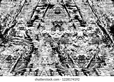 Grunge overlay layer. Abstract black and white vector background. Monochrome vintage surface with dirty pattern in cracks, spots, dots. Old wall in dark horror style design