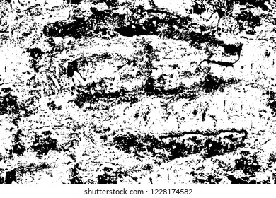 Grunge overlay layer. Abstract black and white vector background. Monochrome vintage surface with dirty pattern in cracks, spots, dots. Old wall in dark horror style design