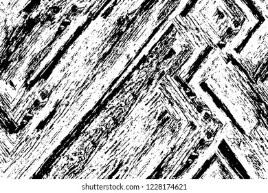 Grunge overlay layer. Abstract black and white vector background. Monochrome vintage surface with dirty pattern in cracks, spots, dots. Old wall in dark horror style design