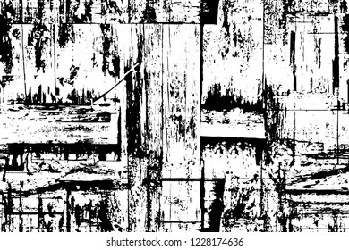 Grunge overlay layer. Abstract black and white vector background. Monochrome vintage surface with dirty pattern in cracks, spots, dots. Old wall in dark horror style design