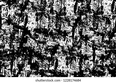Grunge overlay layer. Abstract black and white vector background. Monochrome vintage surface with dirty pattern in cracks, spots, dots. Old wall in dark horror style design