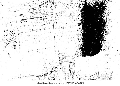 Grunge overlay layer. Abstract black and white vector background. Monochrome vintage surface with dirty pattern in cracks, spots, dots. Old wall in dark horror style design