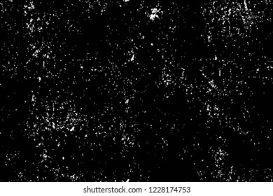 Grunge overlay layer. Abstract black and white vector background. Monochrome vintage surface with dirty pattern in cracks, spots, dots. Old wall in dark horror style design