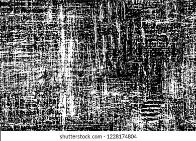 Grunge overlay layer. Abstract black and white vector background. Monochrome vintage surface with dirty pattern in cracks, spots, dots. Old wall in dark horror style design