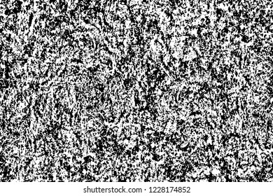 Grunge overlay layer. Abstract black and white vector background. Monochrome vintage surface with dirty pattern in cracks, spots, dots. Old wall in dark horror style design