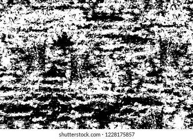 Grunge overlay layer. Abstract black and white vector background. Monochrome vintage surface with dirty pattern in cracks, spots, dots. Old wall in dark horror style design