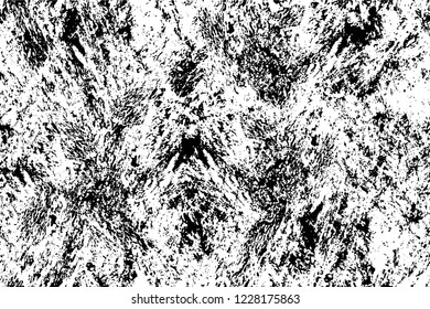 Grunge overlay layer. Abstract black and white vector background. Monochrome vintage surface with dirty pattern in cracks, spots, dots. Old wall in dark horror style design