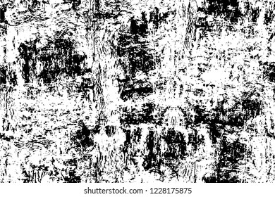Grunge overlay layer. Abstract black and white vector background. Monochrome vintage surface with dirty pattern in cracks, spots, dots. Old wall in dark horror style design