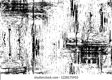 Grunge overlay layer. Abstract black and white vector background. Monochrome vintage surface with dirty pattern in cracks, spots, dots. Old wall in dark horror style design