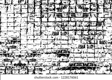 Grunge overlay layer. Abstract black and white vector background. Monochrome vintage surface with dirty pattern in cracks, spots, dots. Old wall in dark horror style design