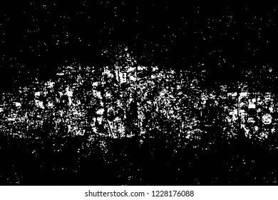 Grunge overlay layer. Abstract black and white vector background. Monochrome vintage surface with dirty pattern in cracks, spots, dots. Old wall in dark horror style design