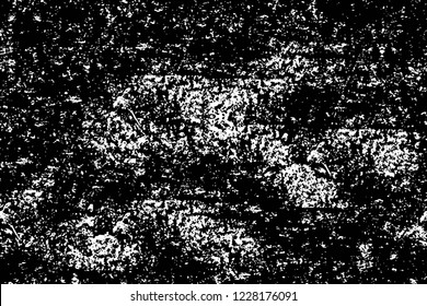 Grunge overlay layer. Abstract black and white vector background. Monochrome vintage surface with dirty pattern in cracks, spots, dots. Old wall in dark horror style design