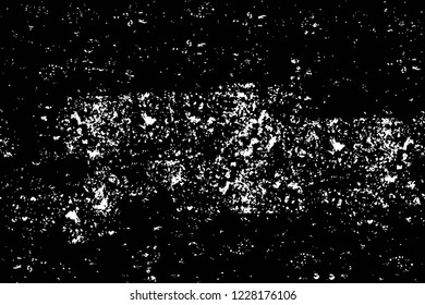 Grunge overlay layer. Abstract black and white vector background. Monochrome vintage surface with dirty pattern in cracks, spots, dots. Old wall in dark horror style design