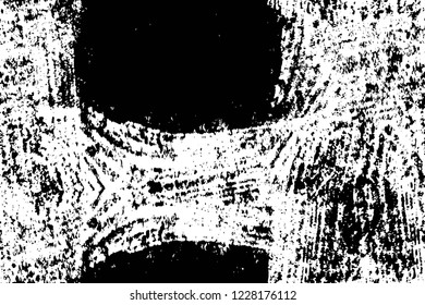 Grunge overlay layer. Abstract black and white vector background. Monochrome vintage surface with dirty pattern in cracks, spots, dots. Old wall in dark horror style design