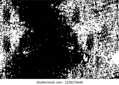 Grunge overlay layer. Abstract black and white vector background. Monochrome vintage surface with dirty pattern in cracks, spots, dots. Old wall in dark horror style design