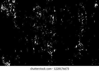 Grunge overlay layer. Abstract black and white vector background. Monochrome vintage surface with dirty pattern in cracks, spots, dots. Old wall in dark horror style design