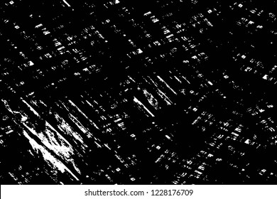 Grunge overlay layer. Abstract black and white vector background. Monochrome vintage surface with dirty pattern in cracks, spots, dots. Old wall in dark horror style design