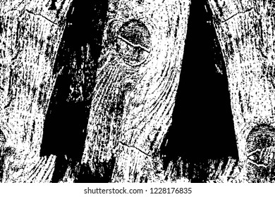 Grunge overlay layer. Abstract black and white vector background. Monochrome vintage surface with dirty pattern in cracks, spots, dots. Old wall in dark horror style design