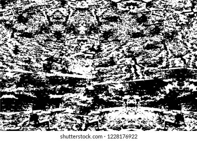Grunge overlay layer. Abstract black and white vector background. Monochrome vintage surface with dirty pattern in cracks, spots, dots. Old wall in dark horror style design