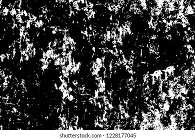Grunge overlay layer. Abstract black and white vector background. Monochrome vintage surface with dirty pattern in cracks, spots, dots. Old wall in dark horror style design