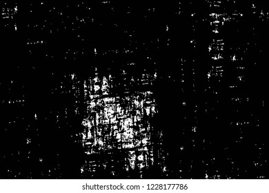 Grunge overlay layer. Abstract black and white vector background. Monochrome vintage surface with dirty pattern in cracks, spots, dots. Old wall in dark horror style design