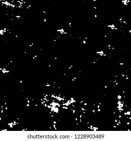 Grunge overlay layer. Abstract black and white vector background. Monochrome vintage surface with dirty pattern in cracks, spots, dots. Old wall in dark horror style design