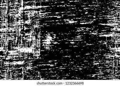Grunge overlay layer. Abstract black and white vector background. Monochrome vintage surface with dirty pattern in cracks, spots, dots. Old wall in dark horror style design