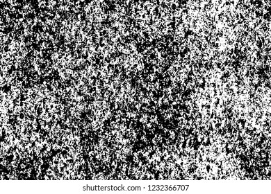 Grunge overlay layer. Abstract black and white vector background. Monochrome vintage surface with dirty pattern in cracks, spots, dots. Old wall in dark horror style design