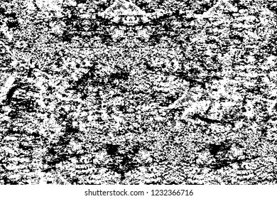 Grunge overlay layer. Abstract black and white vector background. Monochrome vintage surface with dirty pattern in cracks, spots, dots. Old wall in dark horror style design