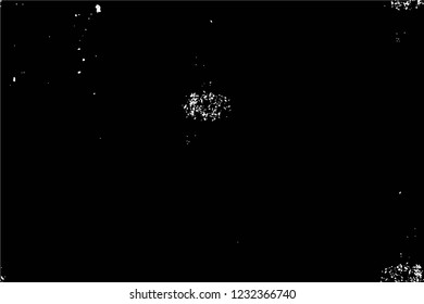 Grunge overlay layer. Abstract black and white vector background. Monochrome vintage surface with dirty pattern in cracks, spots, dots. Old wall in dark horror style design