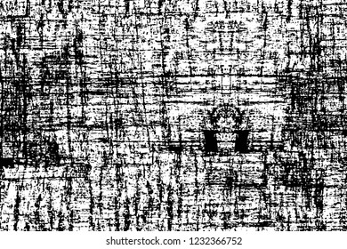 Grunge overlay layer. Abstract black and white vector background. Monochrome vintage surface with dirty pattern in cracks, spots, dots. Old wall in dark horror style design