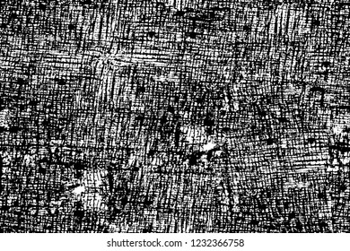 Grunge overlay layer. Abstract black and white vector background. Monochrome vintage surface with dirty pattern in cracks, spots, dots. Old wall in dark horror style design
