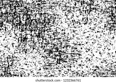 Grunge overlay layer. Abstract black and white vector background. Monochrome vintage surface with dirty pattern in cracks, spots, dots. Old wall in dark horror style design