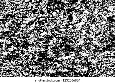 Grunge overlay layer. Abstract black and white vector background. Monochrome vintage surface with dirty pattern in cracks, spots, dots. Old wall in dark horror style design