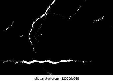 Grunge overlay layer. Abstract black and white vector background. Monochrome vintage surface with dirty pattern in cracks, spots, dots. Old wall in dark horror style design