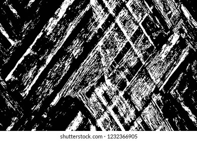 Grunge overlay layer. Abstract black and white vector background. Monochrome vintage surface with dirty pattern in cracks, spots, dots. Old wall in dark horror style design