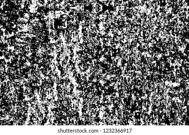 Grunge overlay layer. Abstract black and white vector background. Monochrome vintage surface with dirty pattern in cracks, spots, dots. Old wall in dark horror style design