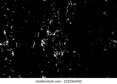 Grunge overlay layer. Abstract black and white vector background. Monochrome vintage surface with dirty pattern in cracks, spots, dots. Old wall in dark horror style design