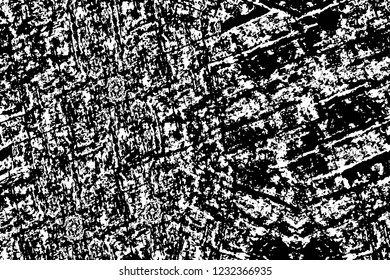Grunge overlay layer. Abstract black and white vector background. Monochrome vintage surface with dirty pattern in cracks, spots, dots. Old wall in dark horror style design