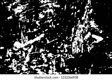 Grunge overlay layer. Abstract black and white vector background. Monochrome vintage surface with dirty pattern in cracks, spots, dots. Old wall in dark horror style design