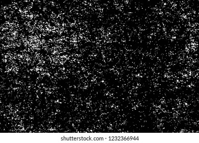 Grunge overlay layer. Abstract black and white vector background. Monochrome vintage surface with dirty pattern in cracks, spots, dots. Old wall in dark horror style design