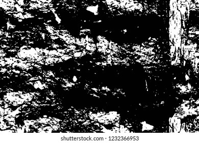 Grunge overlay layer. Abstract black and white vector background. Monochrome vintage surface with dirty pattern in cracks, spots, dots. Old wall in dark horror style design
