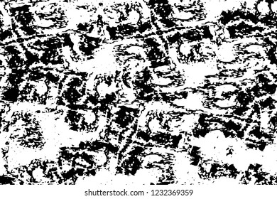 Grunge overlay layer. Abstract black and white vector background. Monochrome vintage surface with dirty pattern in cracks, spots, dots. Old wall 