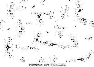 Grunge overlay layer. Abstract black and white vector background. Monochrome vintage surface with dirty pattern in cracks, spots, dots. Old wall 