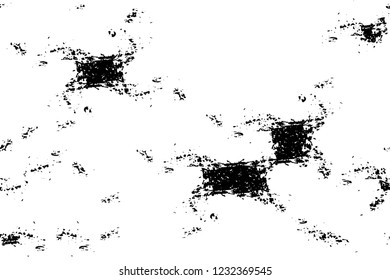 Grunge overlay layer. Abstract black and white vector background. Monochrome vintage surface with dirty pattern in cracks, spots, dots. Old wall 