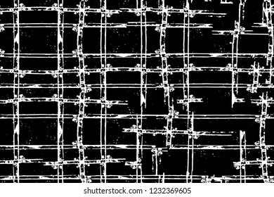 Grunge overlay layer. Abstract black and white vector background. Monochrome vintage surface with dirty pattern in cracks, spots, dots. Old wall 
